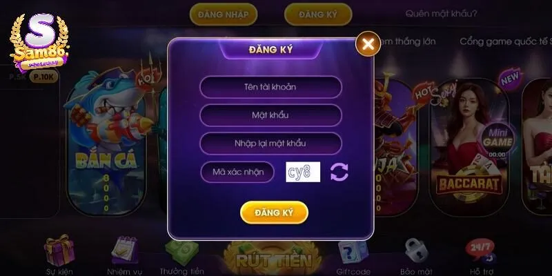Hướng dẫn tân hội viên đăng ký tài khoản tại Sam86