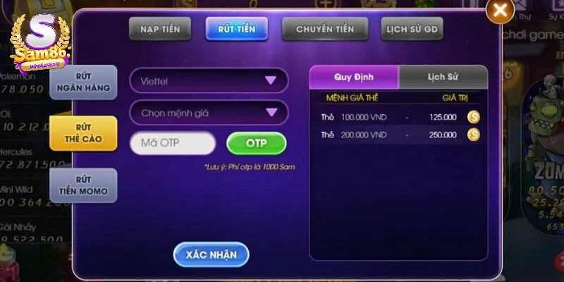 Chỉ dẫn tân hội viên cách rút tiền thưởng Sam86 siêu tốc